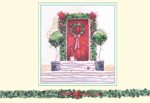 Decorated Door Personalised Christmas Cards