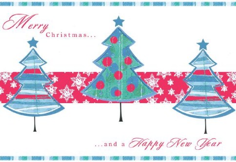 Pastel Trees Personalised Christmas Cards