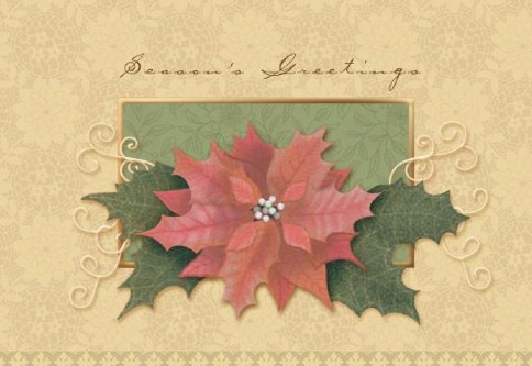 Victorian Poinsettia Personalised Christmas Cards