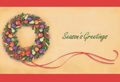 Fruit Wreath Personalised Christmas Cards