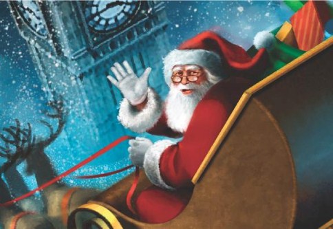 Santa Over London Personalised Christmas Cards