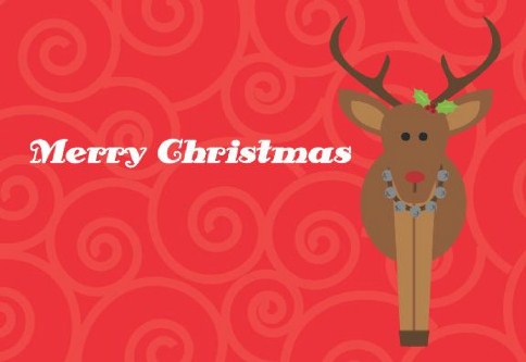 Red Rudolph Personalised Christmas Cards