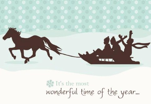Sleigh in Silhouette Personalised Christmas Cards