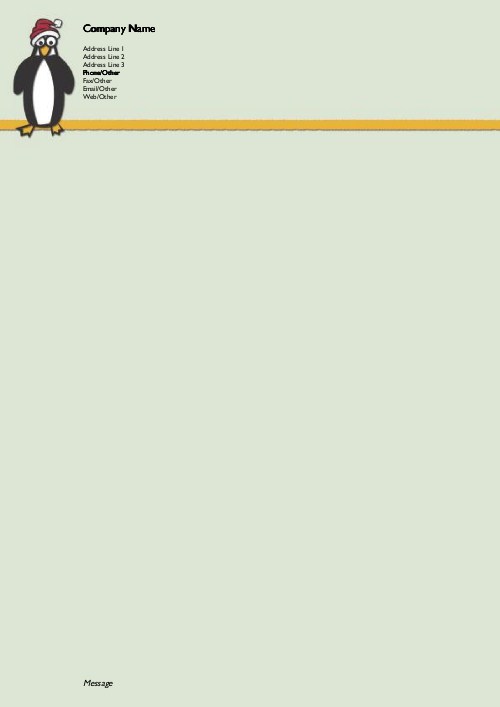 Christmas Penguin Christmas Letterhead - Personalised