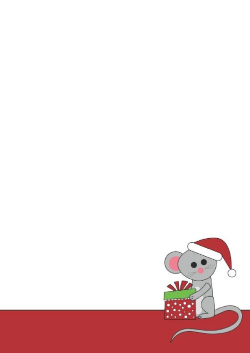 Merry Mouse Christmas Letterhead - Blank