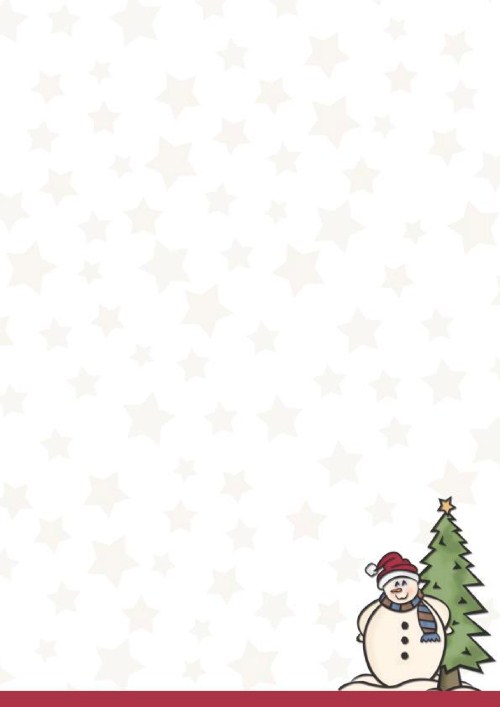 Snowman with Tree Christmas Letterhead - Blank