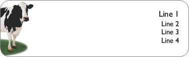 Black and White Cow Return Address Labels