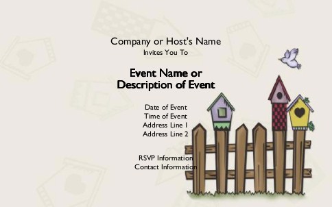 Bird Houses on Fence Postcard Invitation-Oversized
