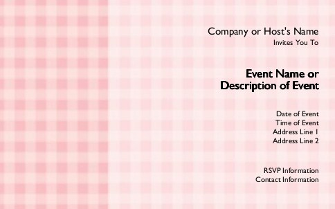 Pink Gingham Postcard Invitation-Oversized