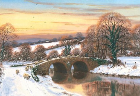 Snow Covered Sunset Personalised Christmas Cards
