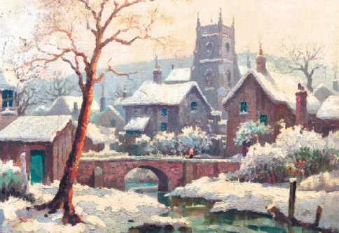 Snow Covered Town Personalised Christmas Cards