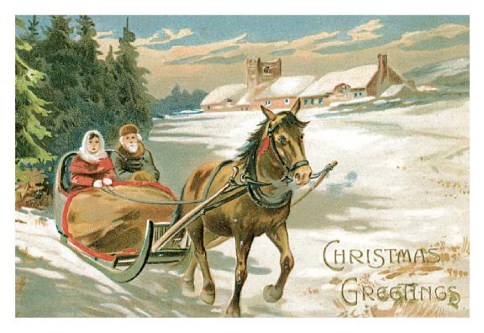 Vintage Sledge Ride Personalised Christmas Cards