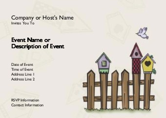 Bird Houses on Fence Postcard Invitation-Standard