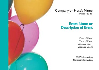 Coloured Balloons Postcard Invitation-Standard