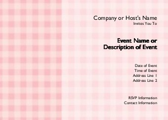 Pink Gingham Postcard Invitation-Standard