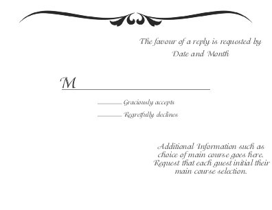 Classic Black and White Flourish Reply Cards