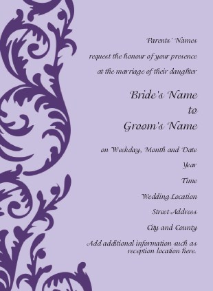 Flirty Purple Swirl Wedding Invitations