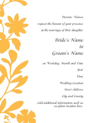 Tangerine Floral Wedding Invitations