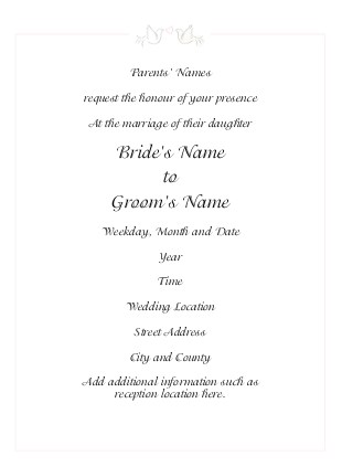 Wedding Doves Wedding Invitations