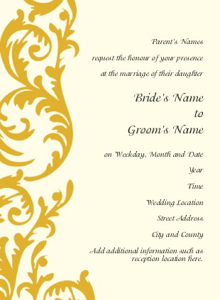 Gold Flirty Swirl Wedding Invitations