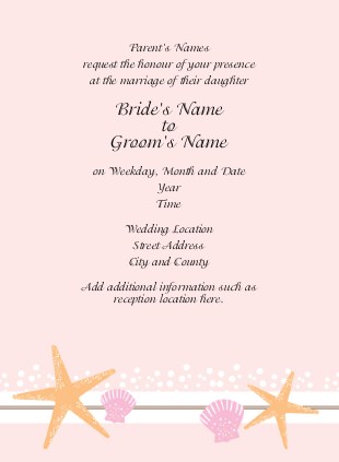 Beach Bride Wedding Invitations