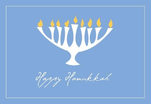 White Menorah Personalised Christmas Cards