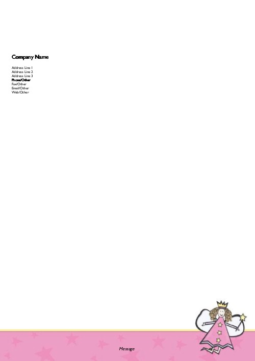 Fairy with Pink Stars A4 Recycled Letterhead