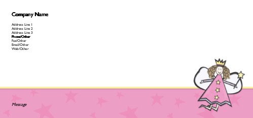 Fairy with Pink Stars Full Colour Compliment Slips