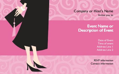 Girly Graduation Postcard Invitation-Oversized