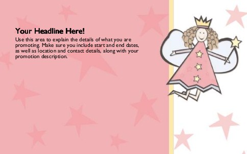 Fairy with Pink Stars Full Colour Oversized Postcards