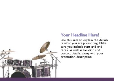 Purple Drum Set Full Colour Standard Sized Postcards