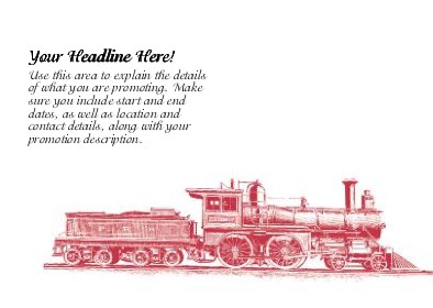 Illustration of a Train Full Colour Standard Sized Postcards