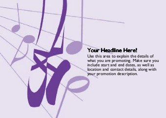 Ballerina and Music Notes Full Colour Standard Sized Postcards