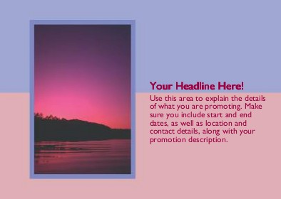 Pink Skyline over Lake Full Colour Standard Sized Postcards