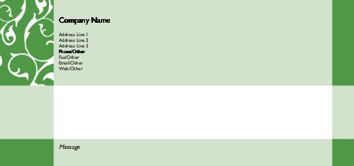 Scrolling Flowers-Light Green Full Colour Compliment Slips