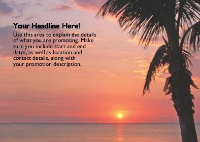 Sunset with Palm Tree Full Colour Standard Sized Postcards