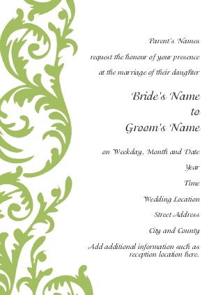 Dark Citron Swirl Wedding Invitations