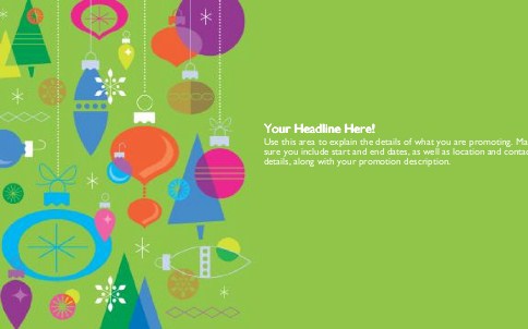 Colourful Christmas Bulbs Full Colour Oversized Postcards