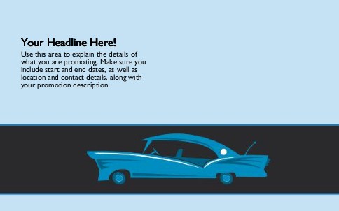 Retro Blue Car Full Colour Oversized Postcards