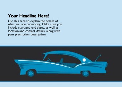 Retro Blue Car Full Colour Standard Sized Postcards