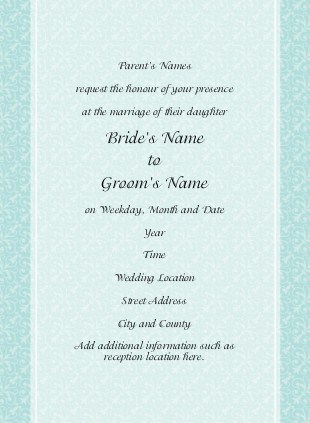 Aqua Blue Speechless Wedding Invitations