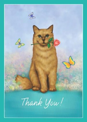 Grateful Kitty Vertical Thank You Cards