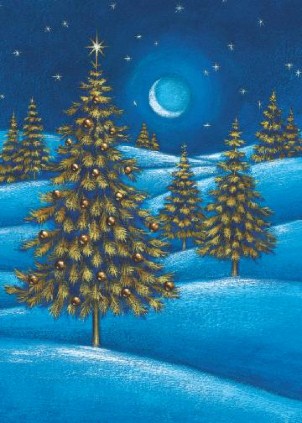 Peaceful Christmas Tree Vertical Christmas Cards