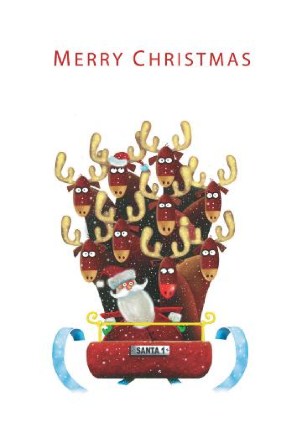 Stacked Reindeer Vertical Christmas Cards