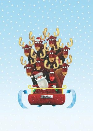 Stacked Reindeer Vertical Christmas Cards