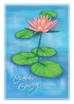 Wonderous Waterlilies Vertical Birthday Cards