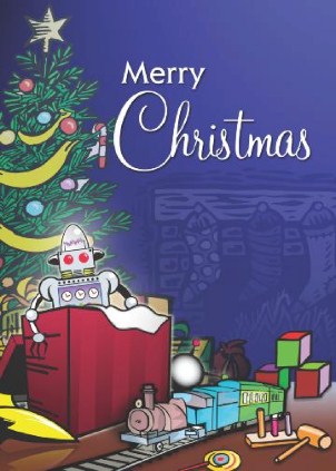 Santa Goes Retro Vertical Christmas Cards