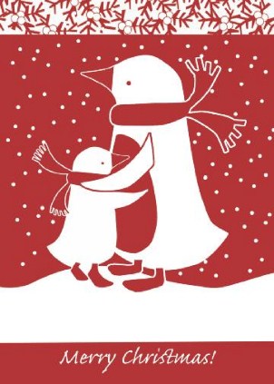 Penguin Love Vertical Christmas Cards