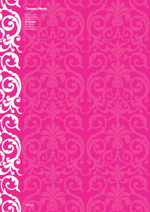 Elegant Pink Lace A4 Letterhead