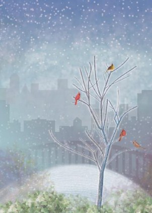 Bird's Eye View Vertical Christmas Cards